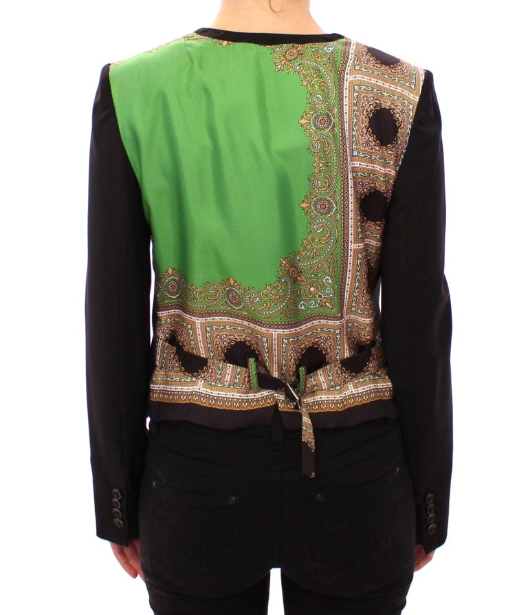 Blazer en soie noire avec détail écharpe dans le dos, Dolce & Gabbana