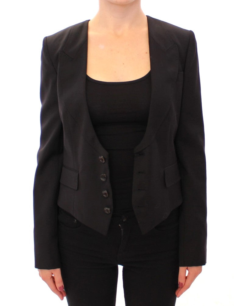 Blazer en soie noire avec détail écharpe dans le dos, Dolce & Gabbana