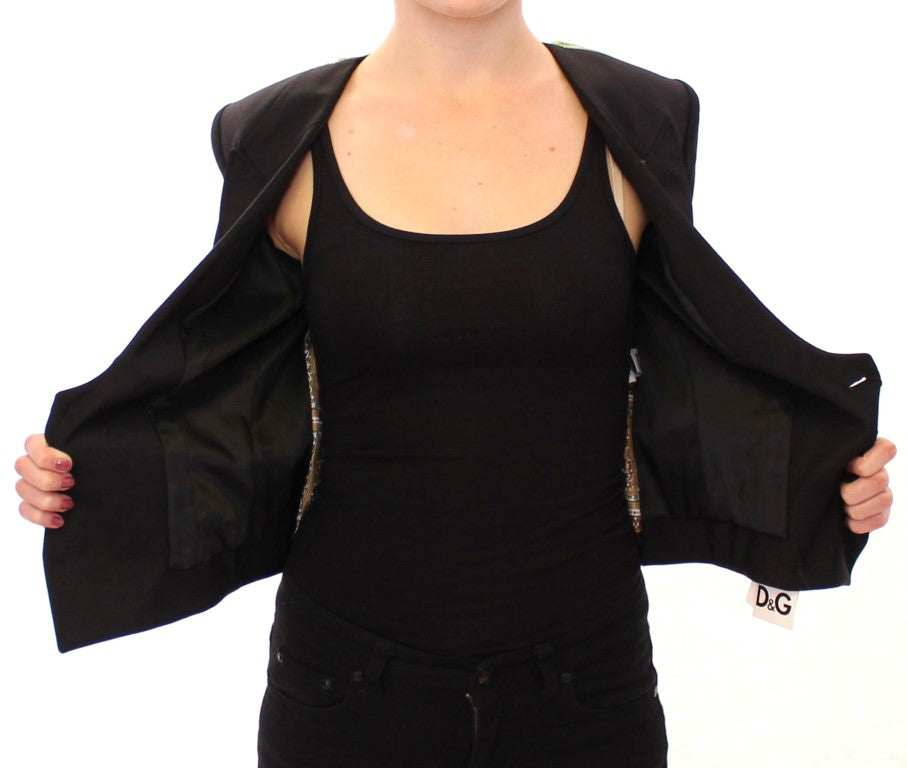 Blazer en soie noire avec détail écharpe dans le dos, Dolce & Gabbana