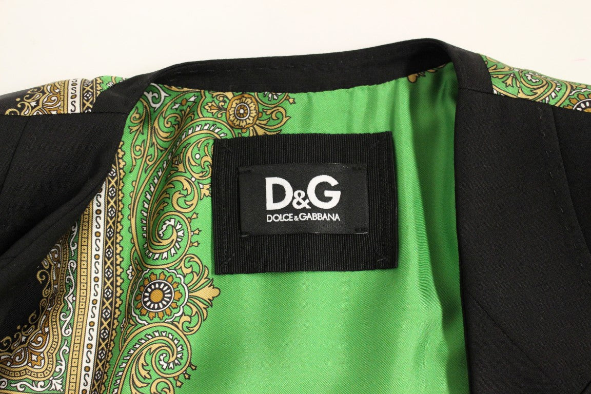 Blazer en soie noire avec détail écharpe dans le dos, Dolce & Gabbana