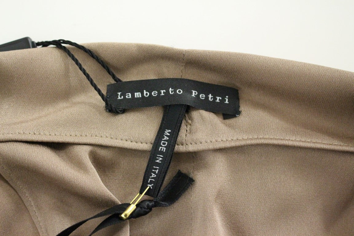 Robe cocktail portefeuille en soie brune de Lamberto Petri