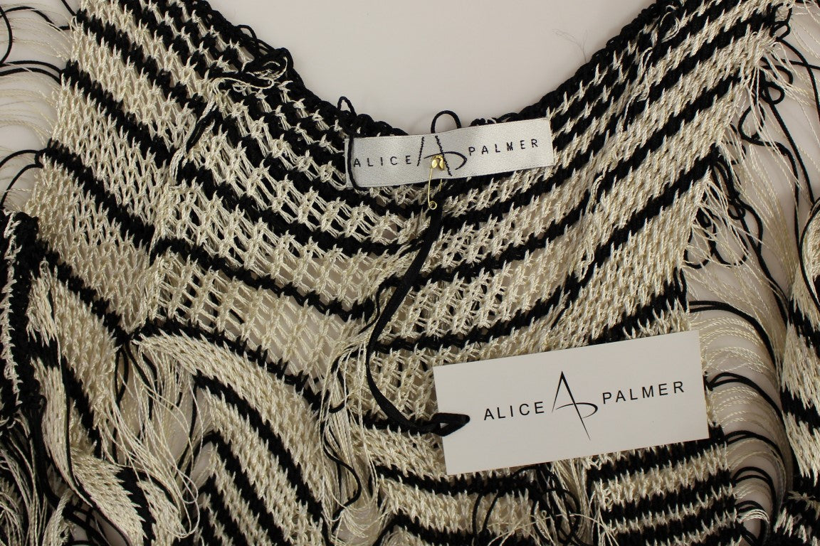 Alice Palmer Robe asymétrique à rayures en tricot noir à mailles serrées