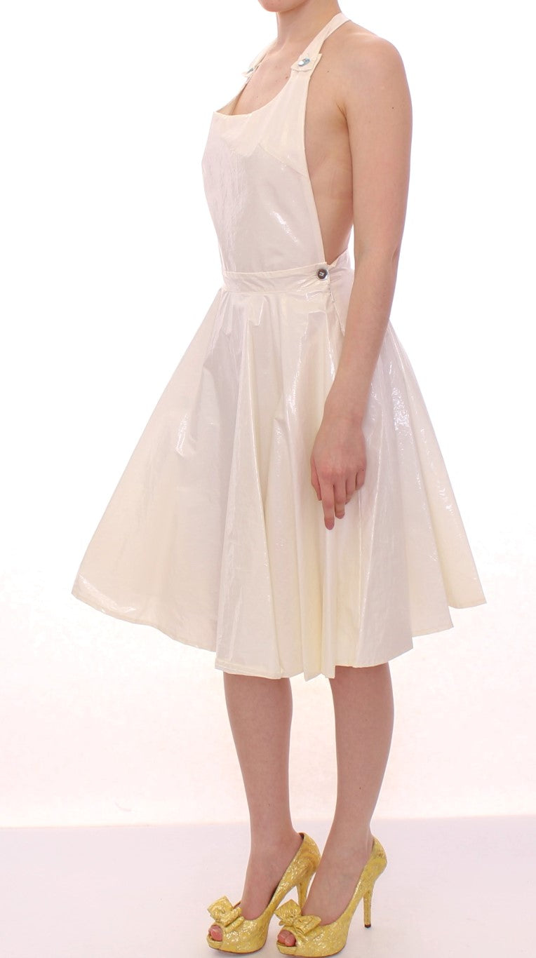 Liccia Florio Robe de thé blanche à col halter, longueur genou