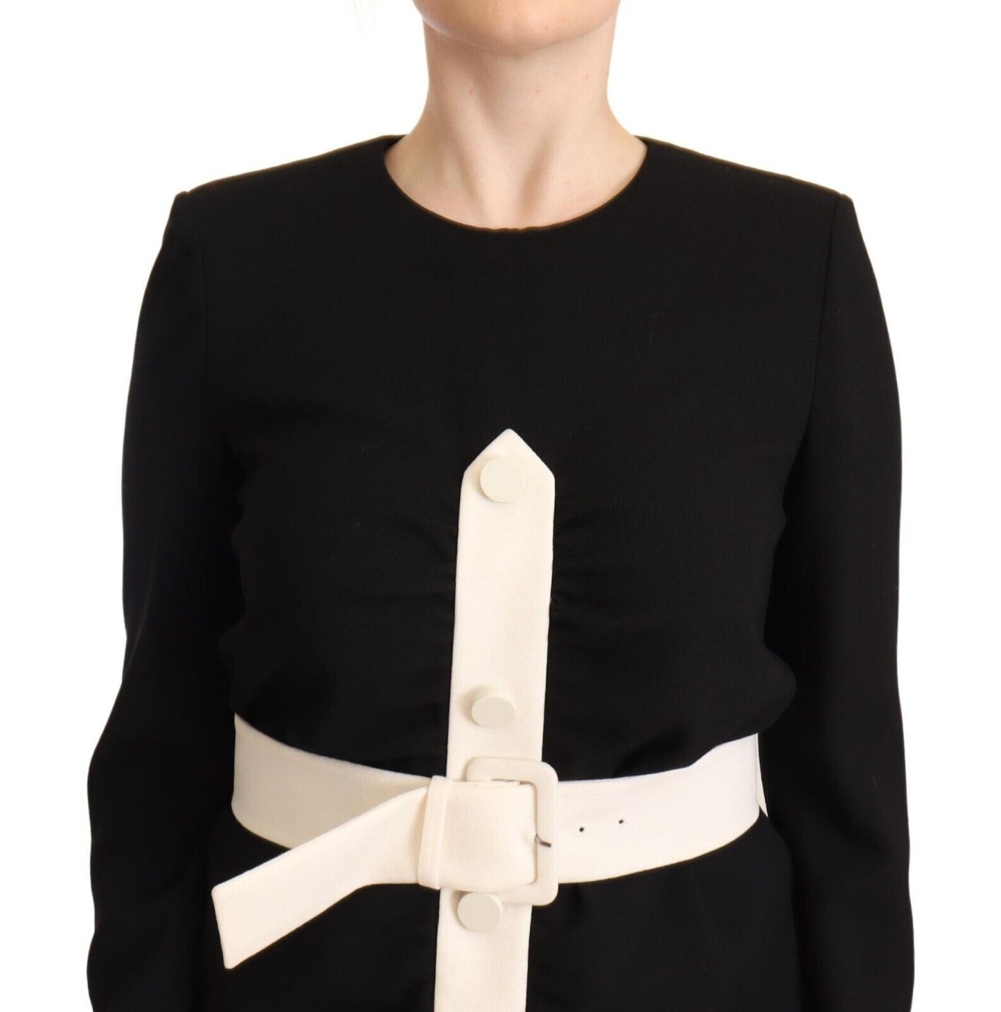 Zwarte wollen minidracht met lange mouwen en riem van Givenchy