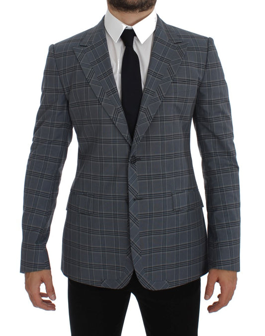 Dolce & Gabbana Blauw Gekreveld Slim Fit Blazerjack