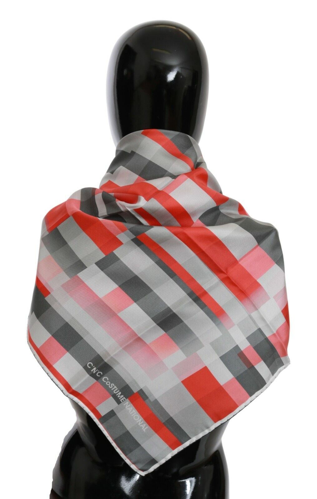 Foulard châle en soie gris rouge Costume National