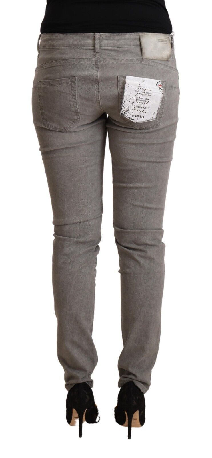 Jeans slim en coton délavé gris clair Acht