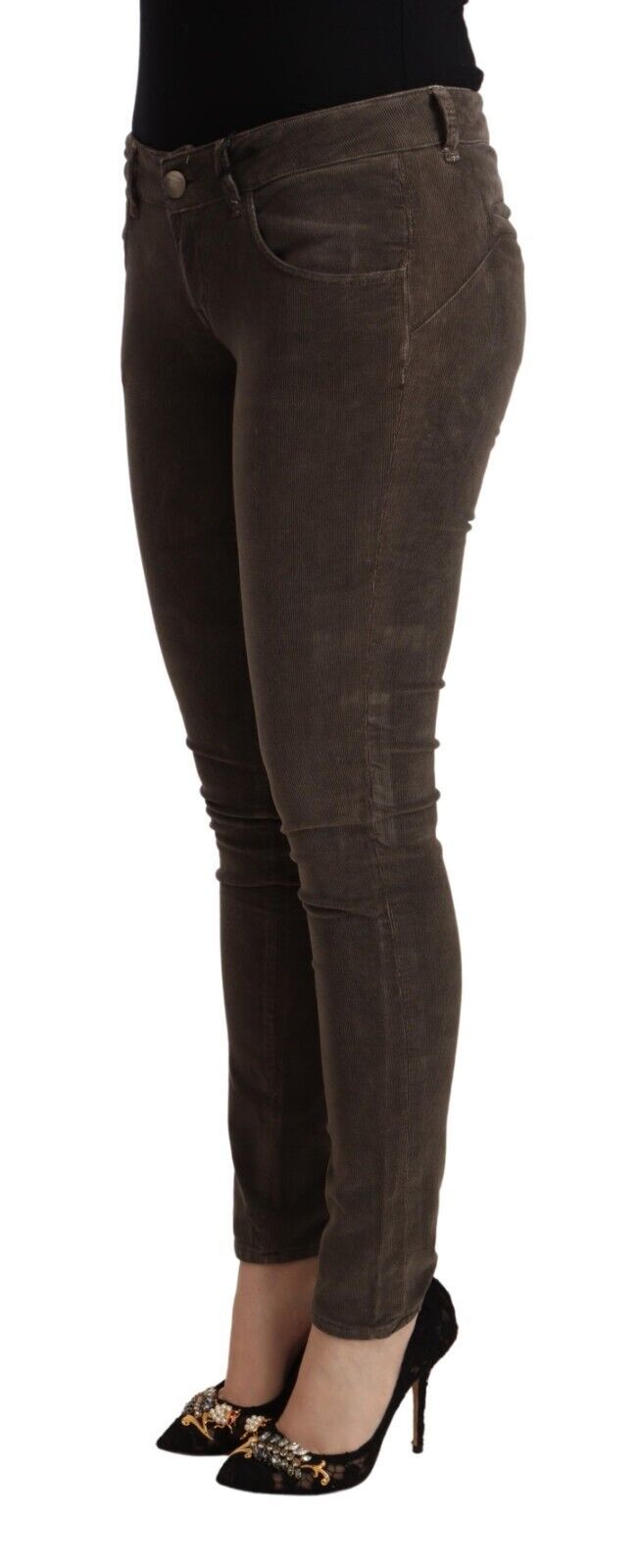Acht Bruine Slim Fit Denim Low Waist Jeans van Katoen