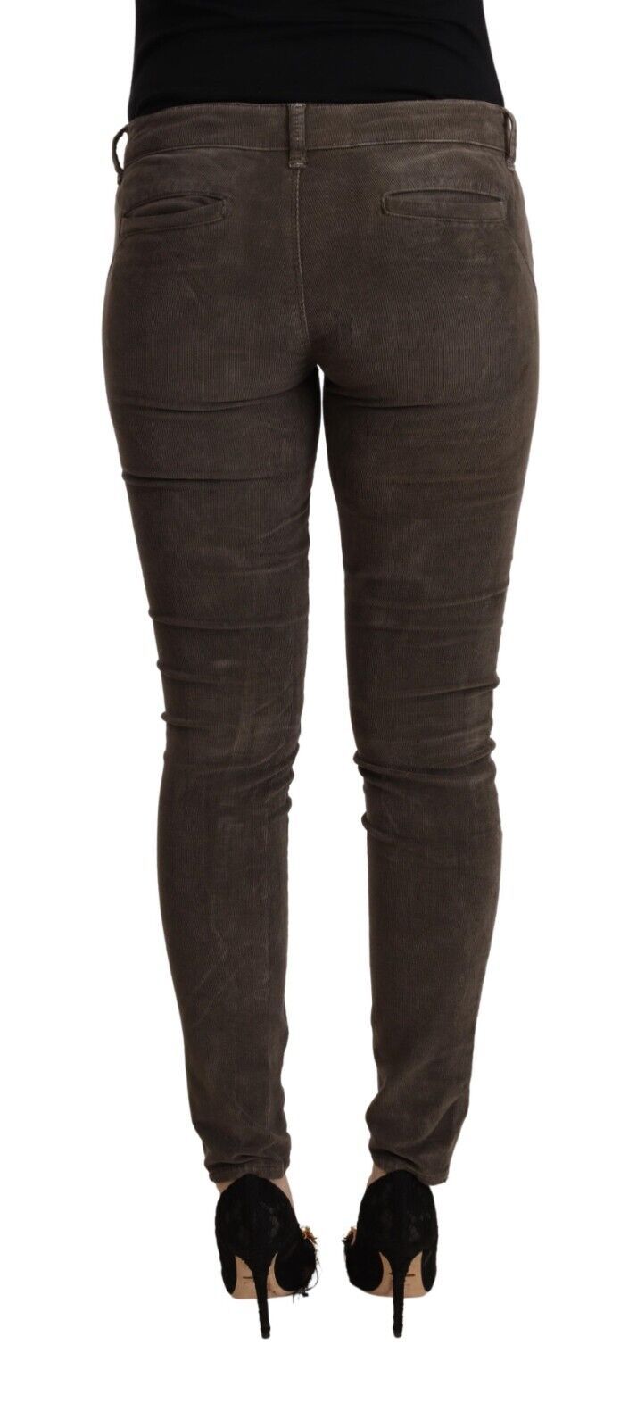 Acht Bruine Slim Fit Denim Low Waist Jeans van Katoen