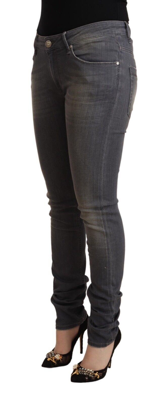 Jeans skinny en coton délavé gris foncé Acht