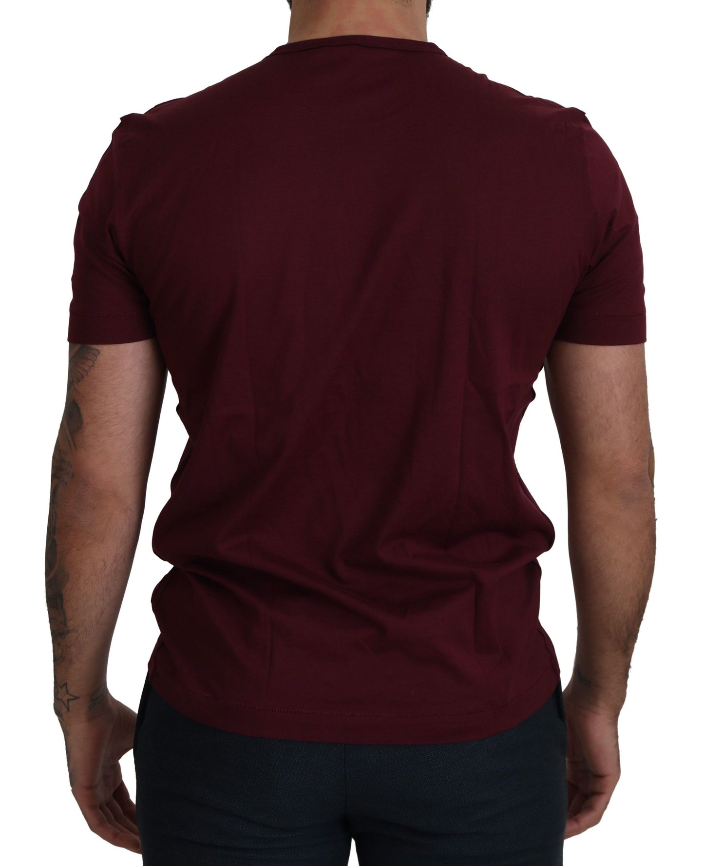 T-shirt en coton à col rond avec roses de Bordeaux de Dolce & Gabbana