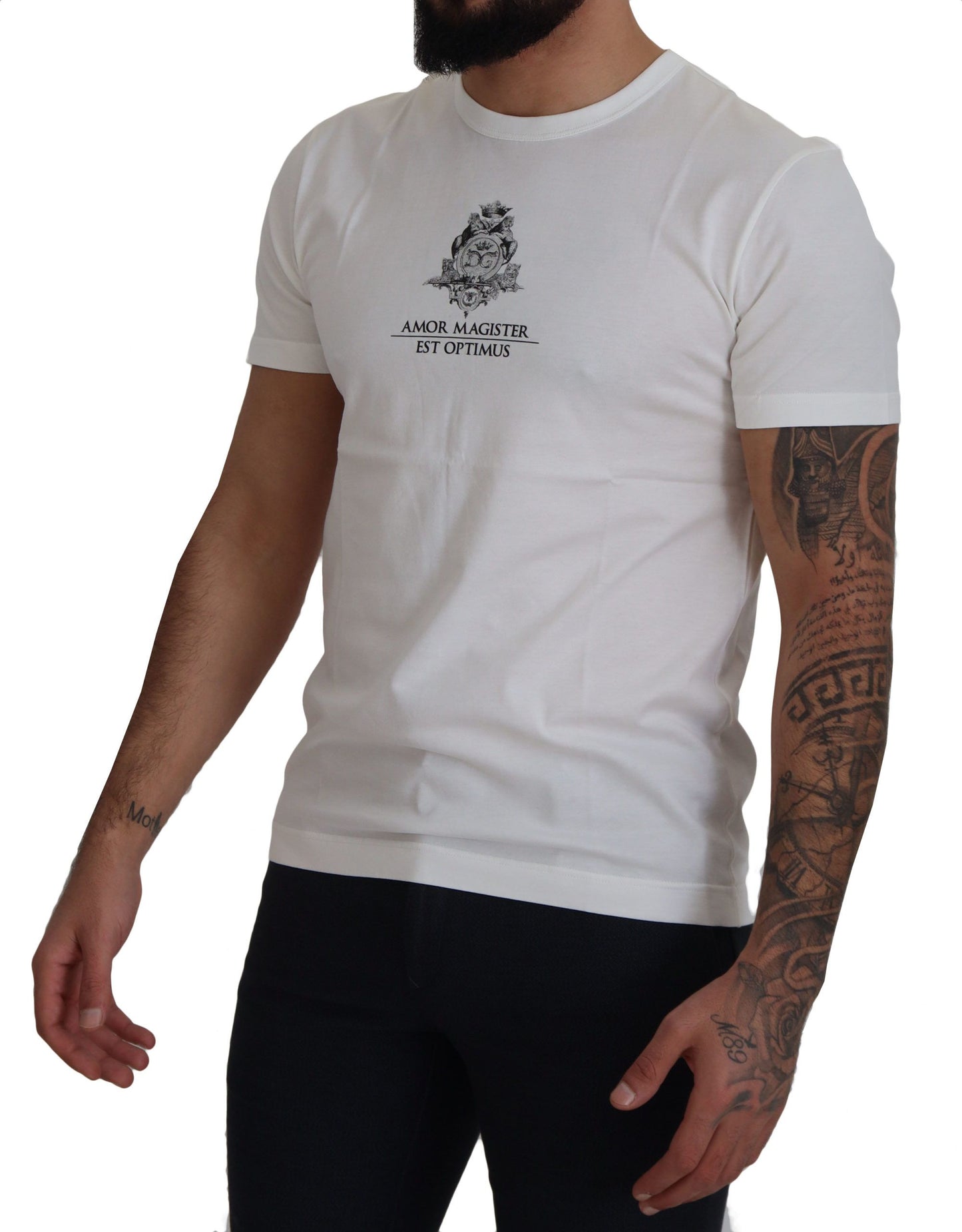 T-shirt en coton blanc avec logo Amor Magister de Dolce & Gabbana