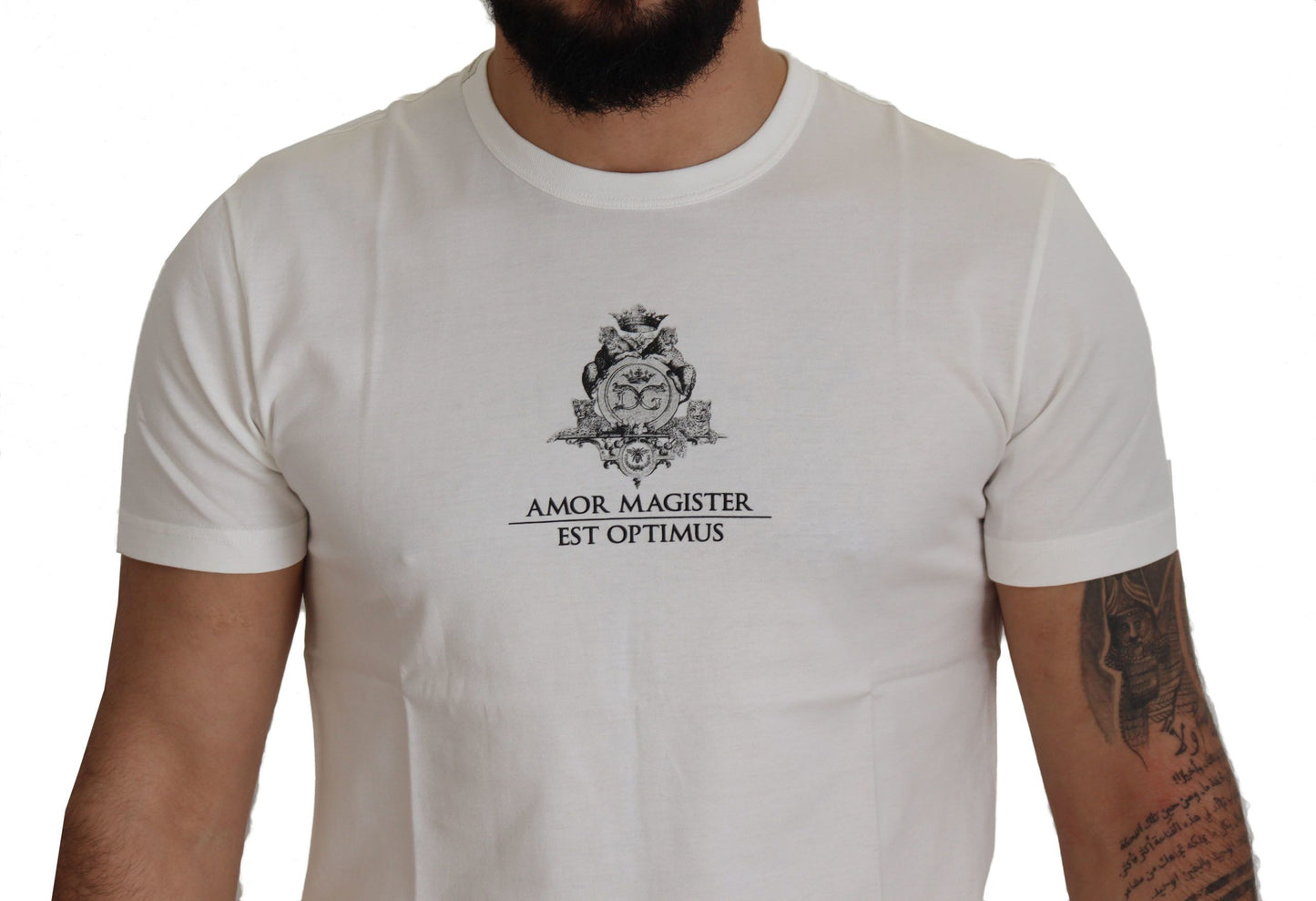 T-shirt en coton blanc avec logo Amor Magister de Dolce & Gabbana