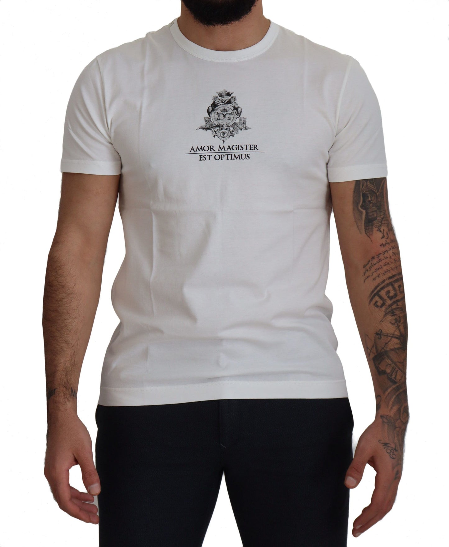 T-shirt en coton blanc avec logo Amor Magister de Dolce & Gabbana