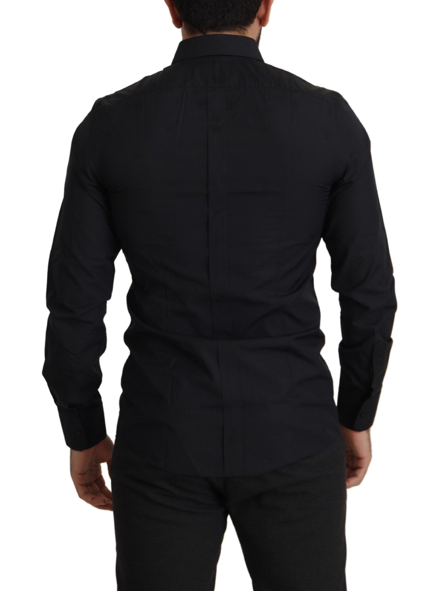 Chemise habillée slim fit en coton noir doré de Dolce & Gabbana