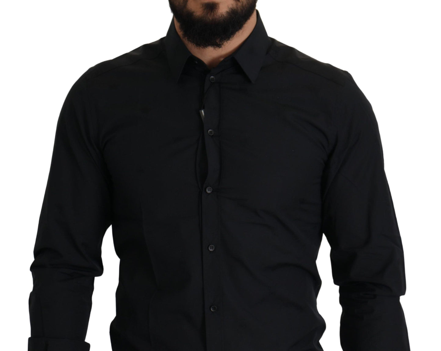 Chemise habillée slim fit en coton noir doré de Dolce & Gabbana