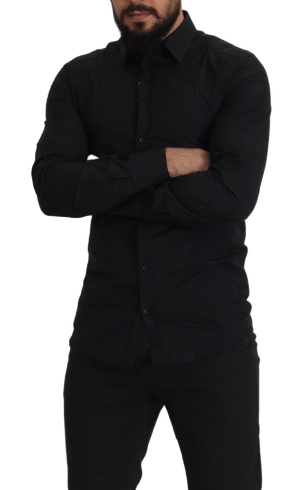 Chemise habillée slim fit en coton noir doré de Dolce & Gabbana