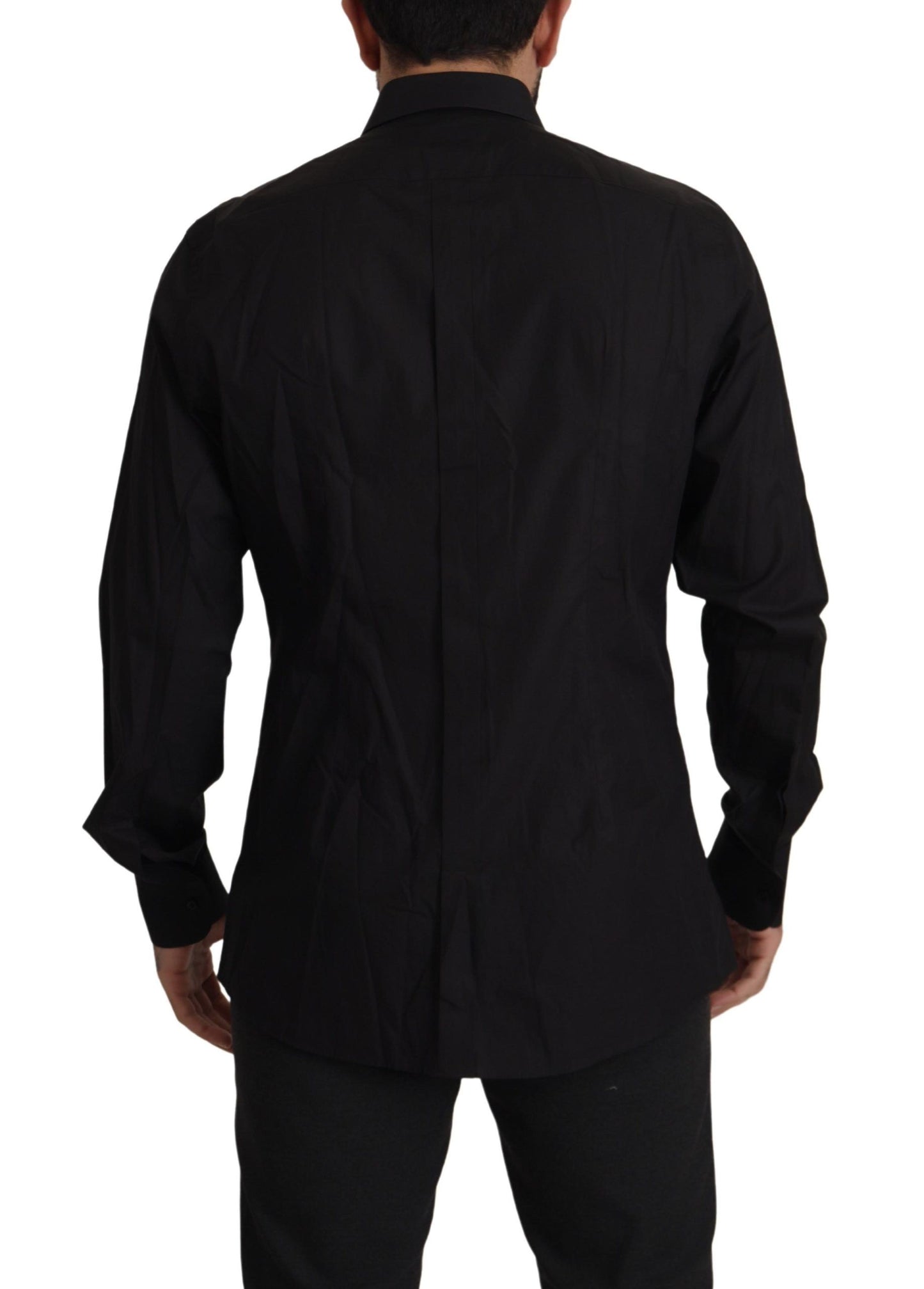 Chemise de smoking noire et dorée à coupe ajustée de Dolce & Gabbana