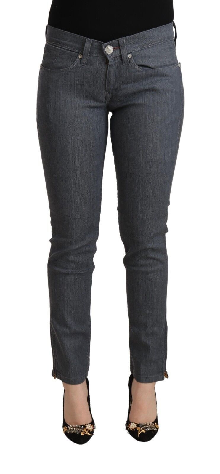 Jeans skinny en coton gris Levi's, taille basse.