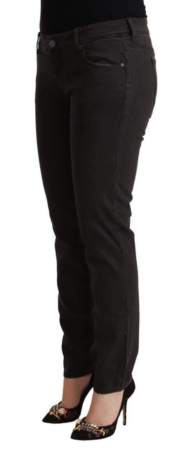 Jean skinny en coton délavé noir à taille basse d'Ermanno Scervino
