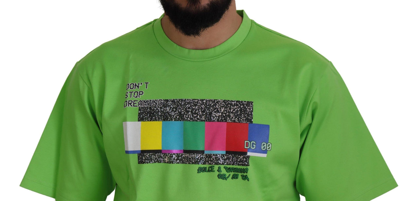 T-shirt Dolce & Gabbana en coton vert, modèle DG CHANNEL.