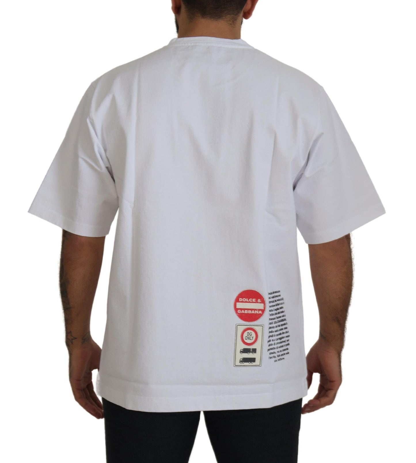T-shirt en coton à col rond blanc avec motif cœur "Amor" de Dolce & Gabbana