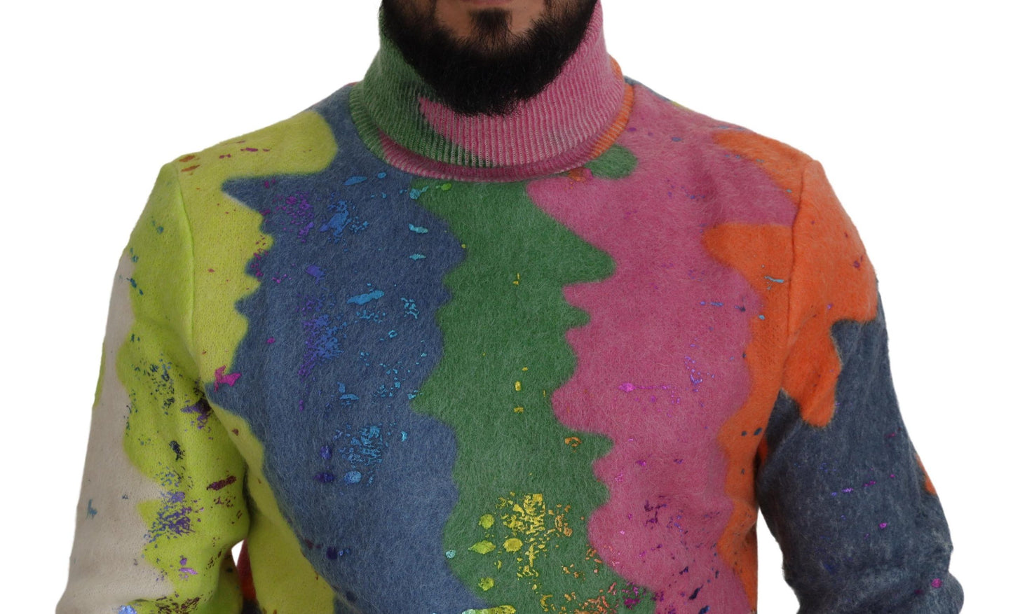 Pull en mohair à col montant multicolore de Dolce & Gabbana