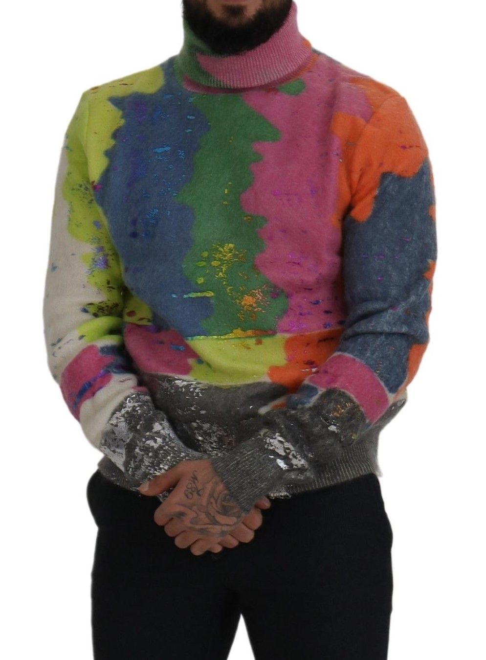 Pull en mohair à col montant multicolore de Dolce & Gabbana