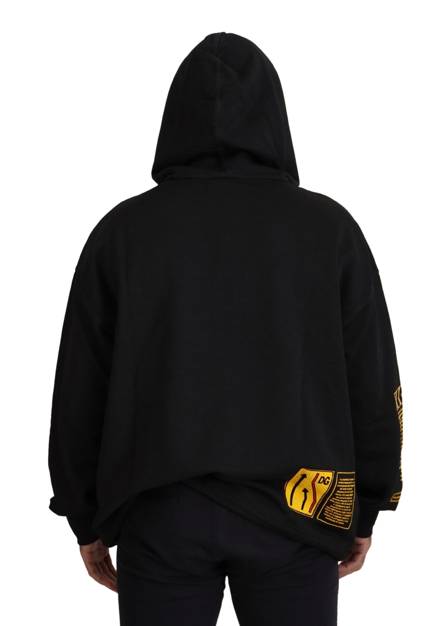 Pull en coton noir à capuche avec logo DG Shield de Dolce & Gabbana