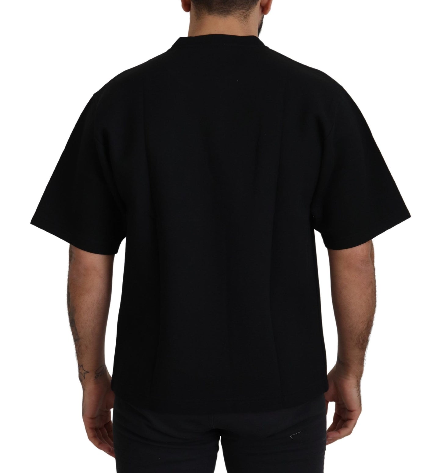 T-shirt en coton à col rond noir avec logo Dolce & Gabbana