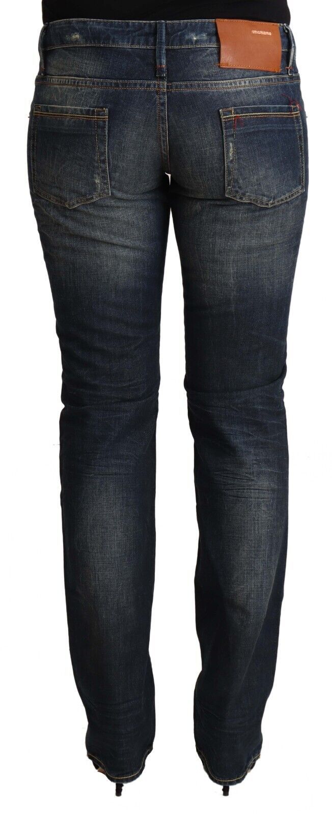 Jeans skinny en coton délavé bleu à taille basse Acht