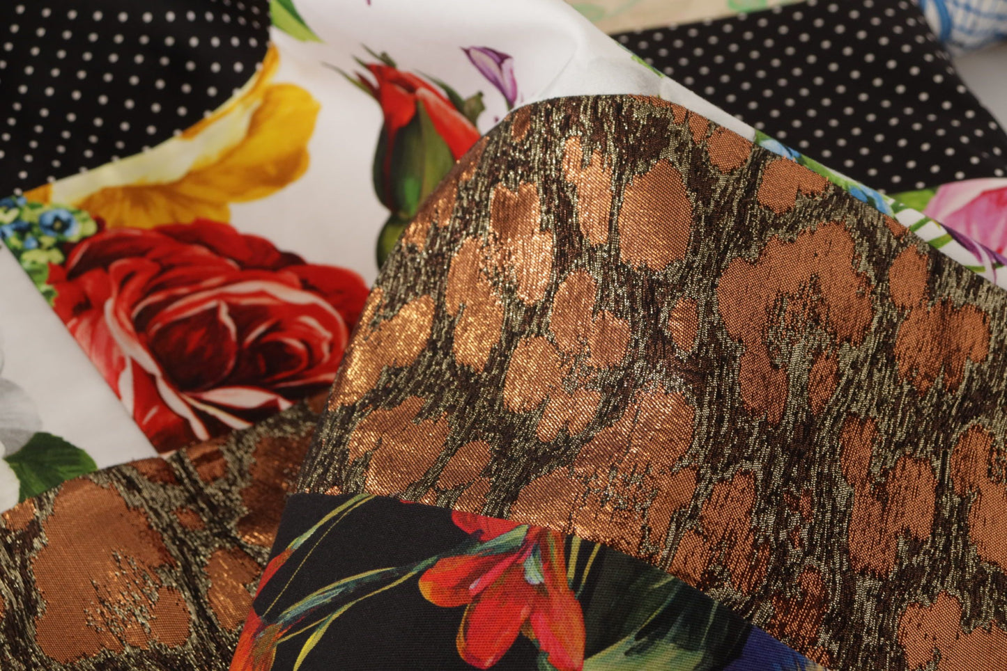 Dolce & Gabbana multicolor patchwork bloemenpatroon jacquard mini jurk