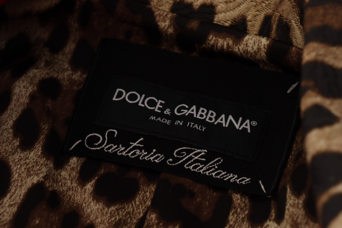 Dolce & Gabbana rode wollen trenchjas met luipaardprint