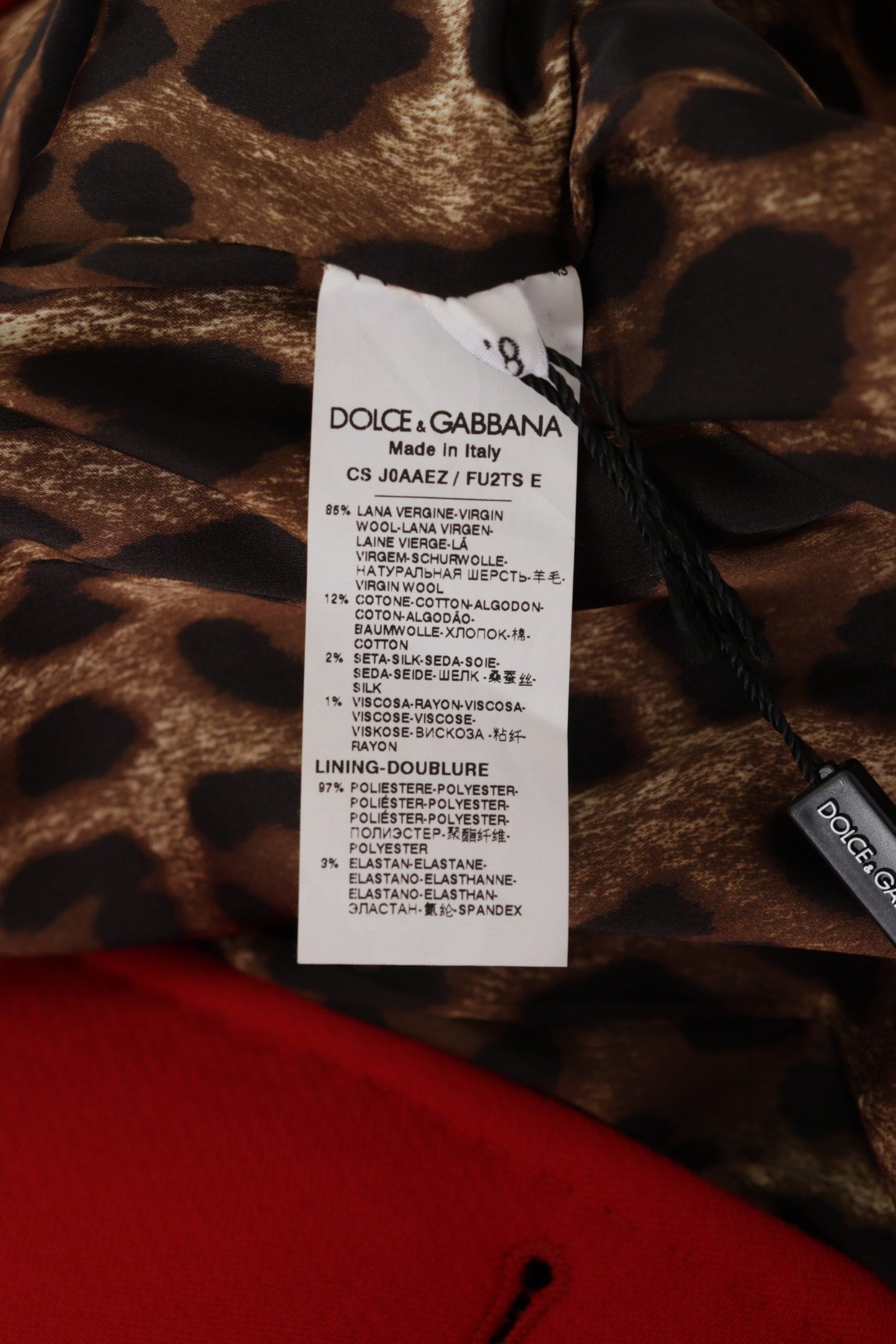 Dolce & Gabbana rode wollen trenchjas met luipaardprint