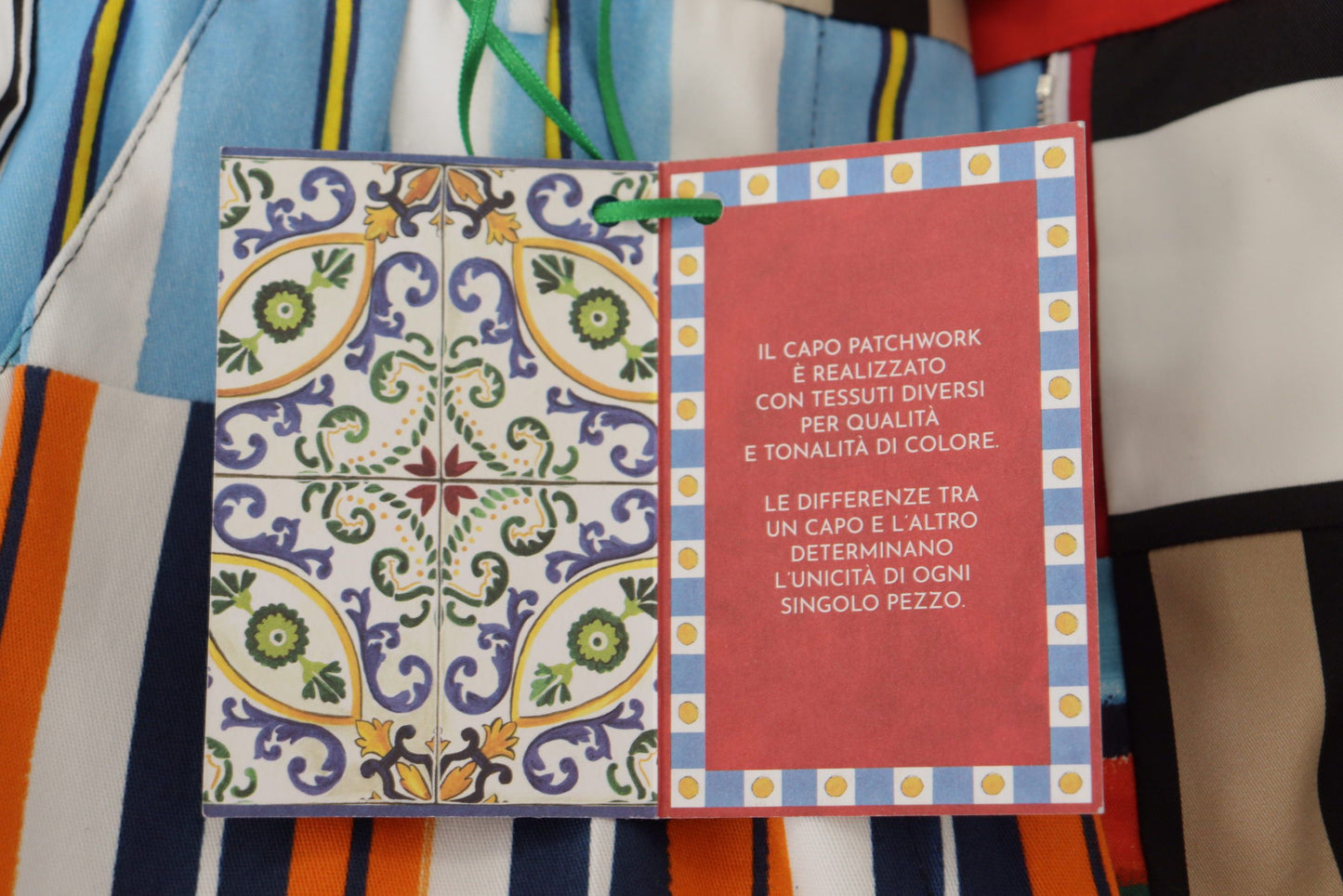 Pantalon en coton à rayures multicolores et taille haute de Dolce & Gabbana