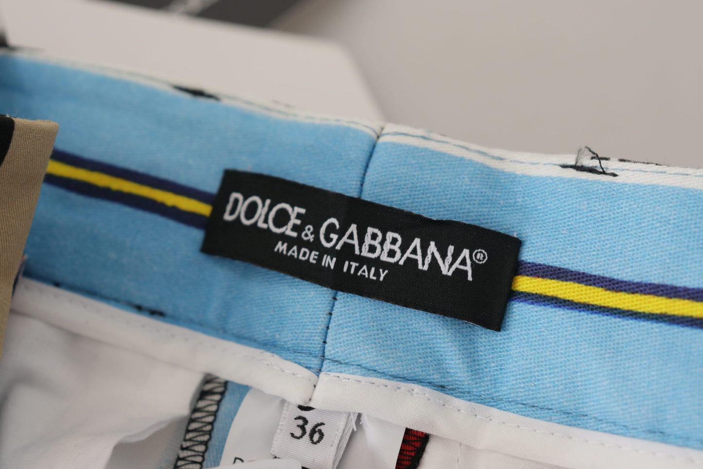 Pantalon en coton à rayures multicolores et taille haute de Dolce & Gabbana