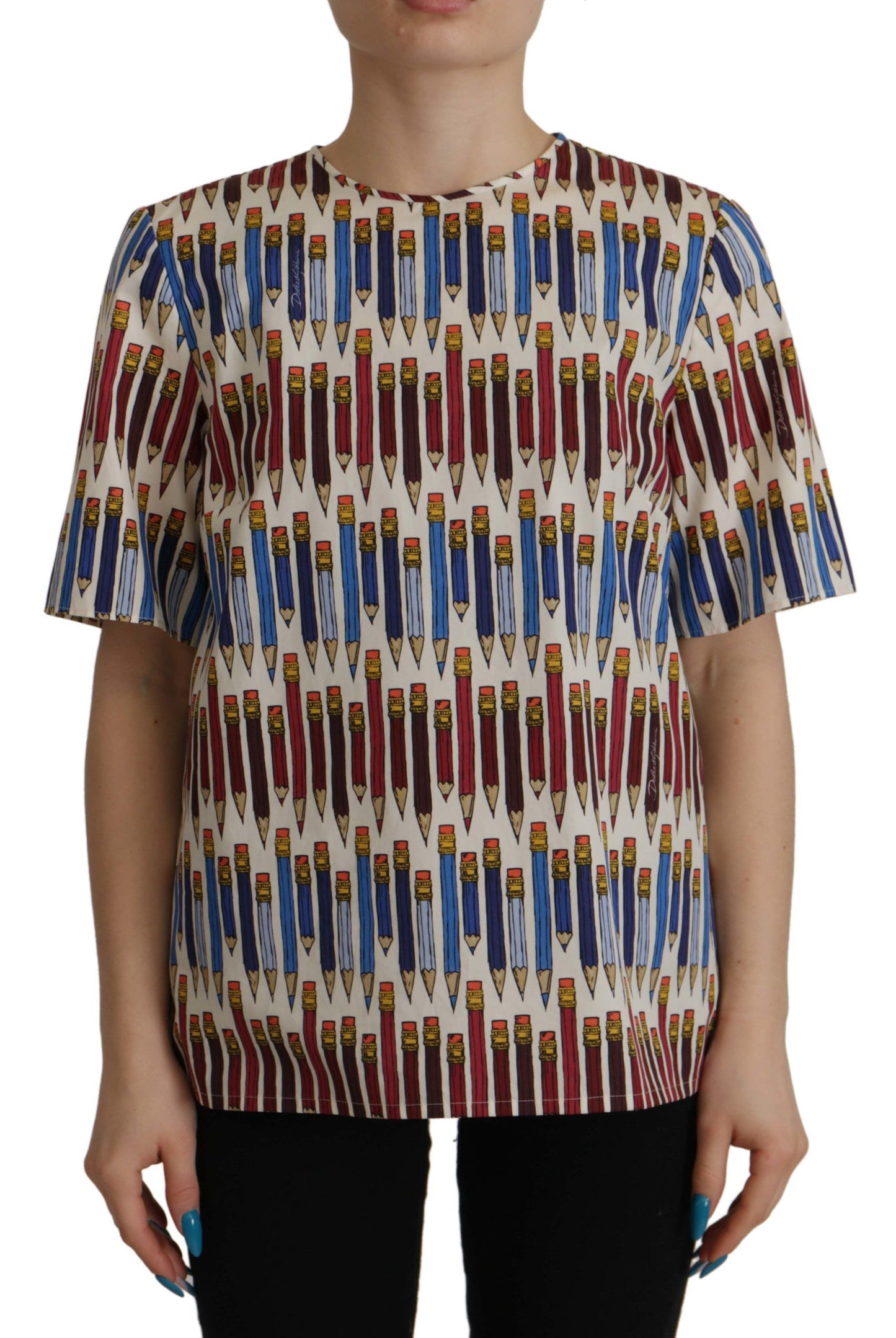 Dolce & Gabbana wit katoenen T-shirt met potloodprint