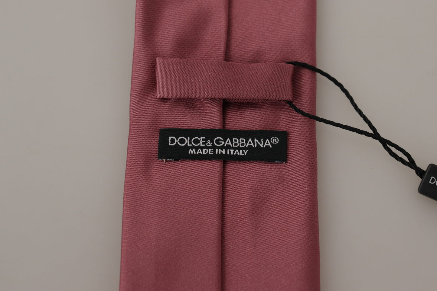 Cravate ajustable en soie rose unie Dolce & Gabbana