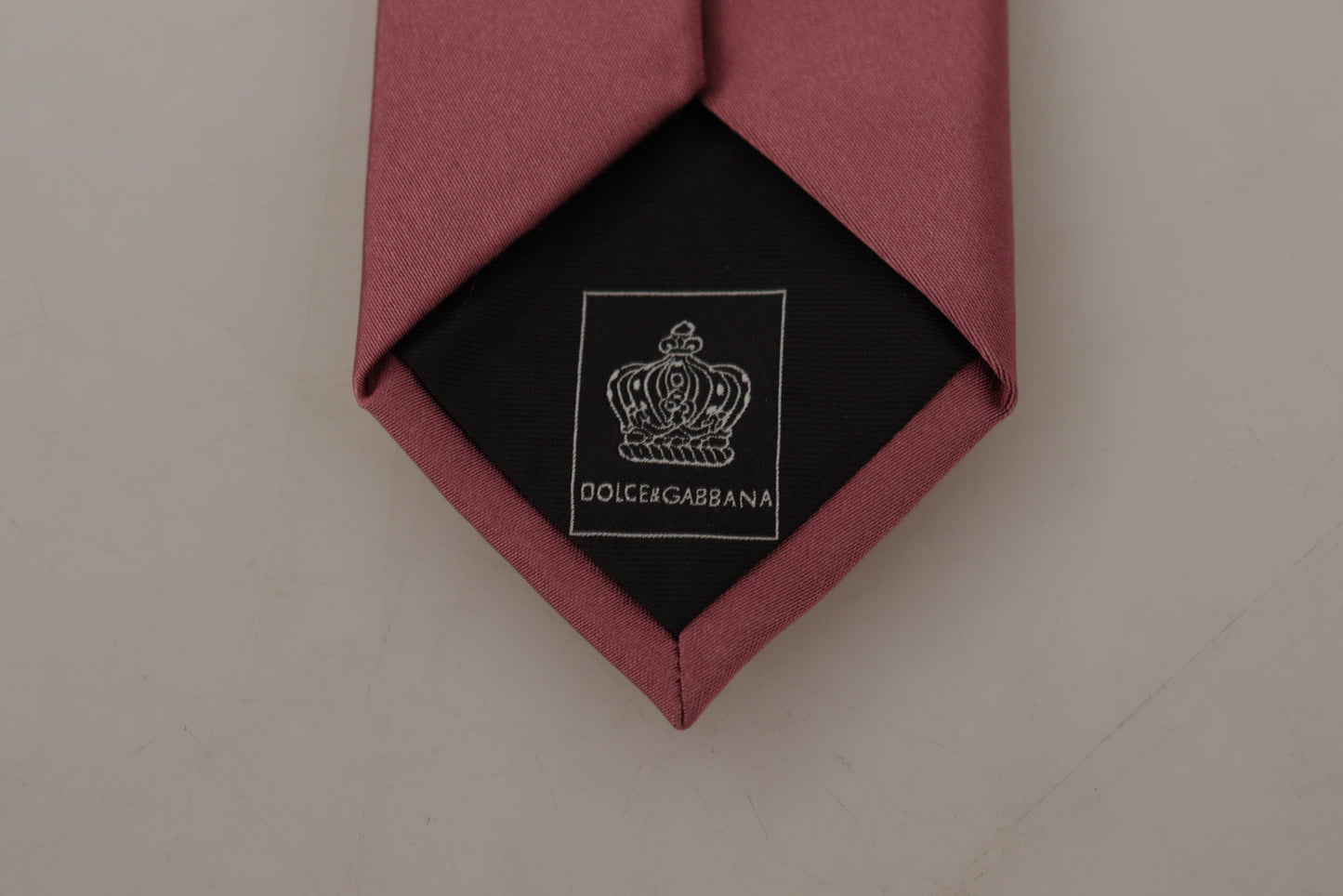Cravate ajustable en soie rose unie Dolce & Gabbana