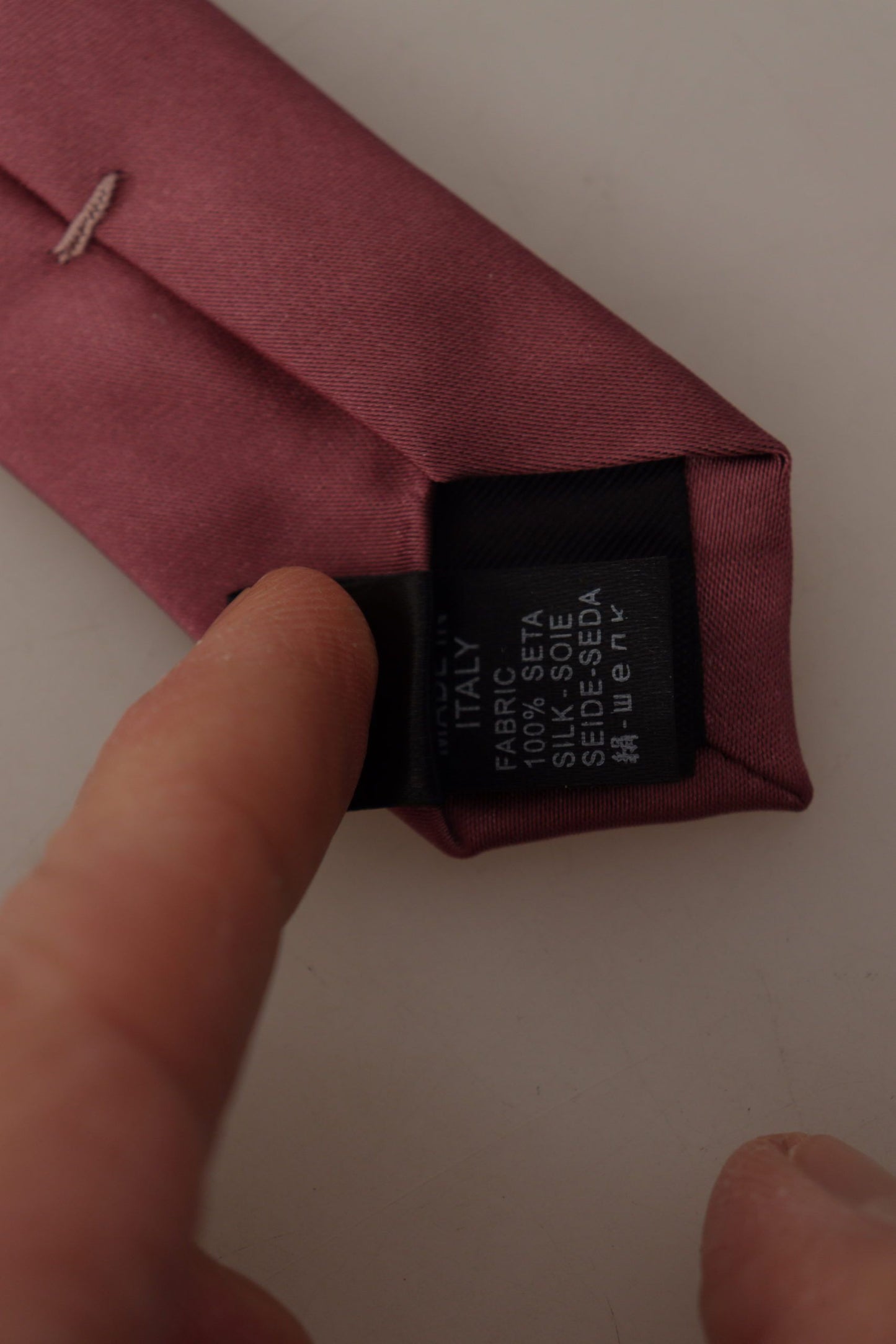 Cravate ajustable en soie rose unie Dolce & Gabbana