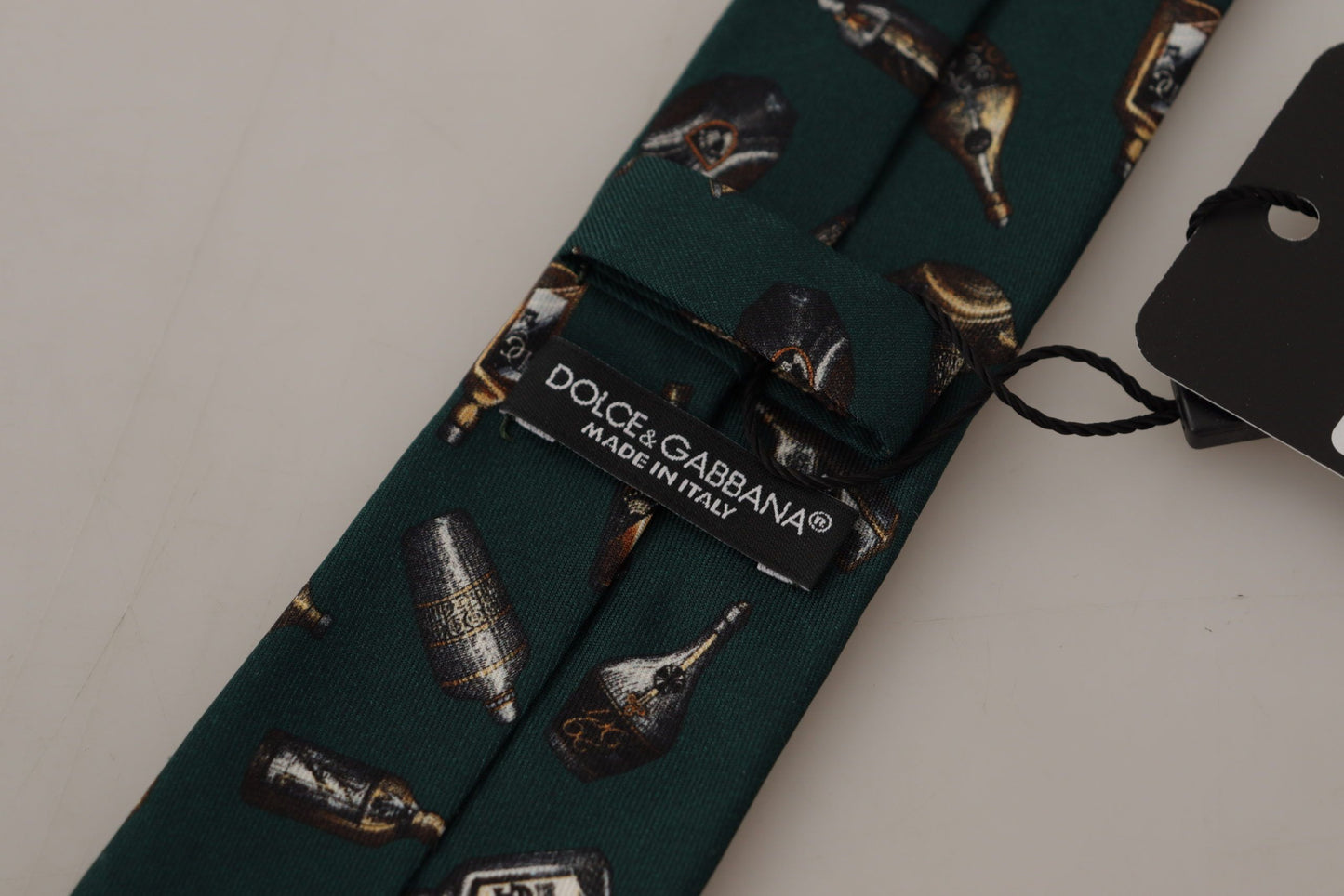 Cravate ajustable en soie à imprimé fantaisie bouteille noire Dolce & Gabbana