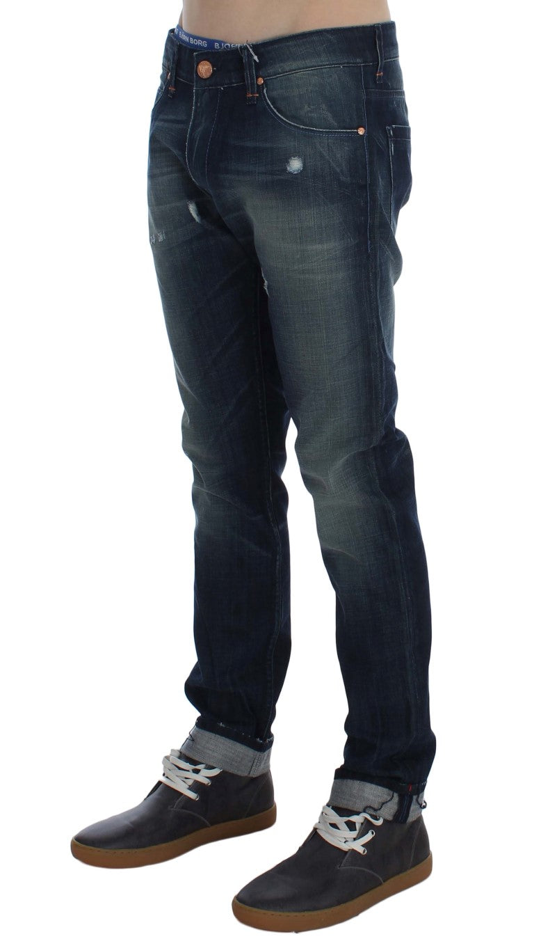 Jeans slim en coton denim bleu lavé Acht