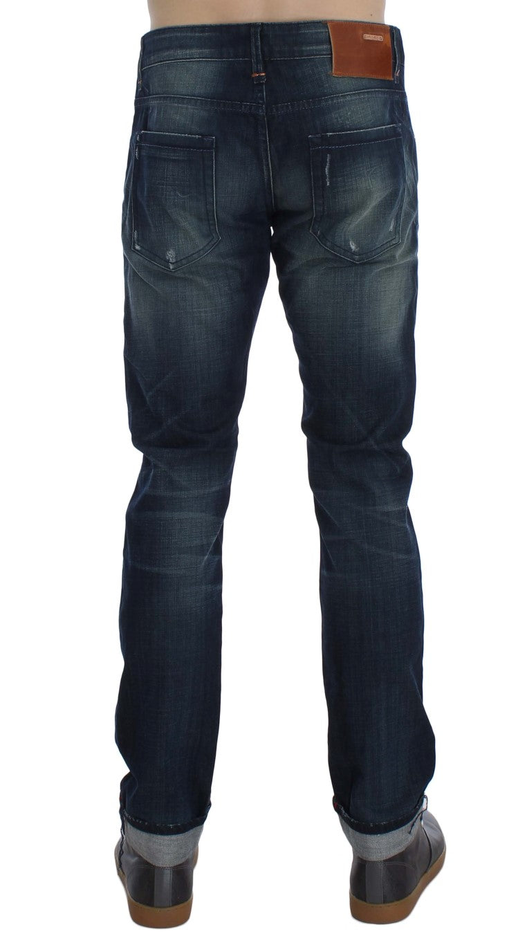 Jeans slim en coton denim bleu lavé Acht
