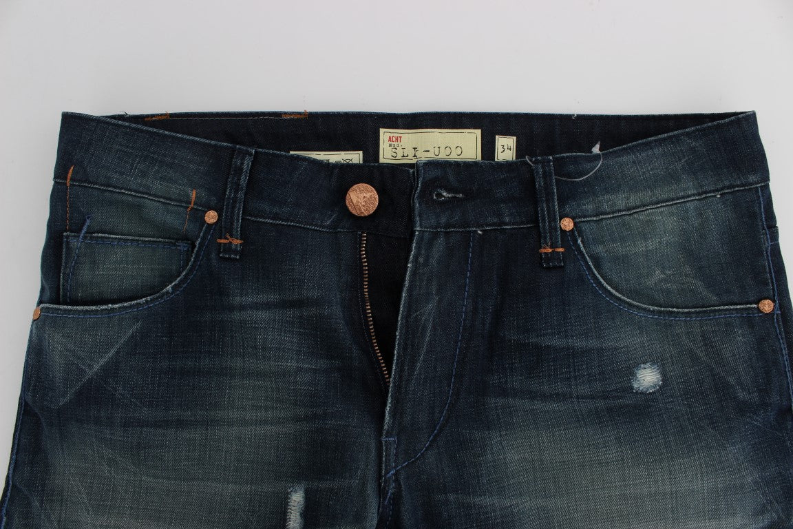 Jeans slim en coton denim bleu lavé Acht
