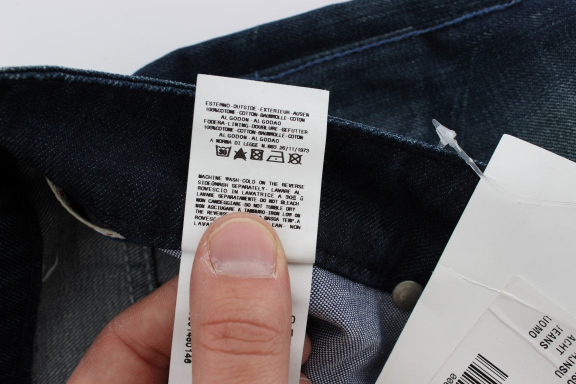Jeans slim en coton denim bleu lavé Acht