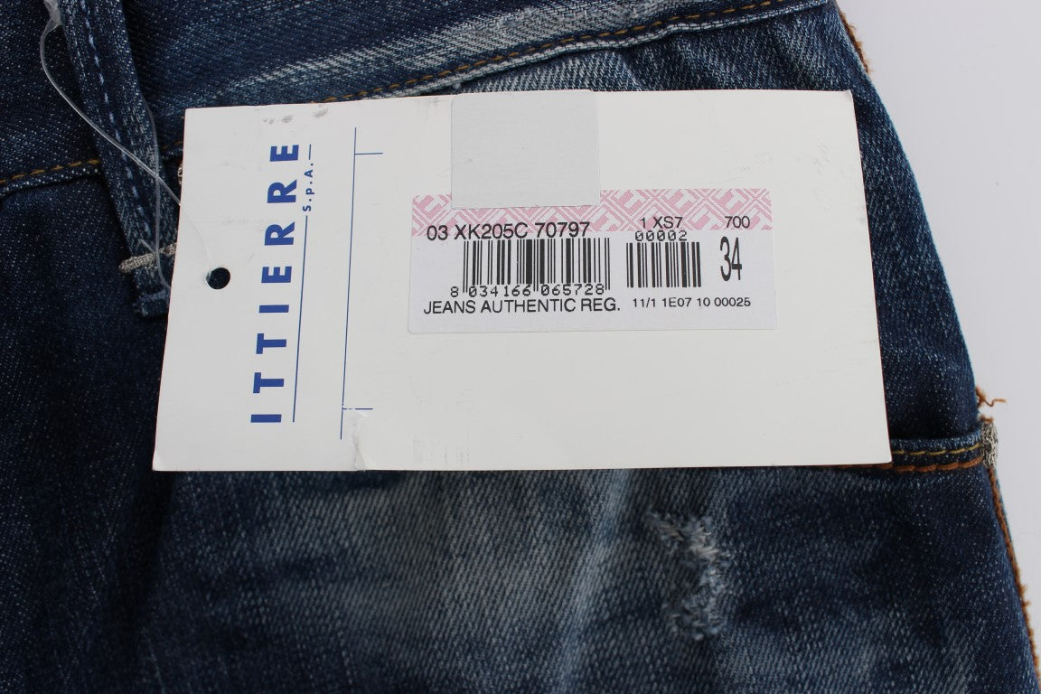 Jean en jean coton à lavage bleu, coupe droite, Acht.