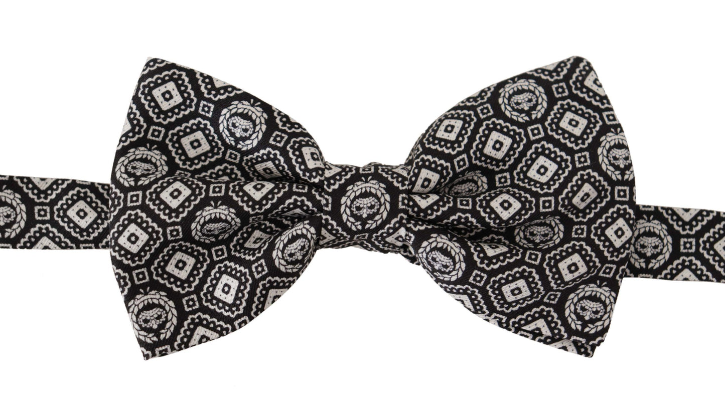 Cravate papillon ajustable Dolce & Gabbana noire et blanche 100 % soie