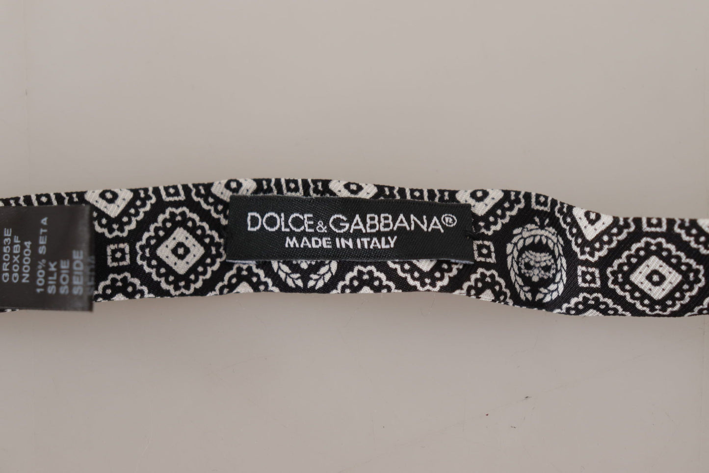 Cravate papillon ajustable Dolce & Gabbana noire et blanche 100 % soie