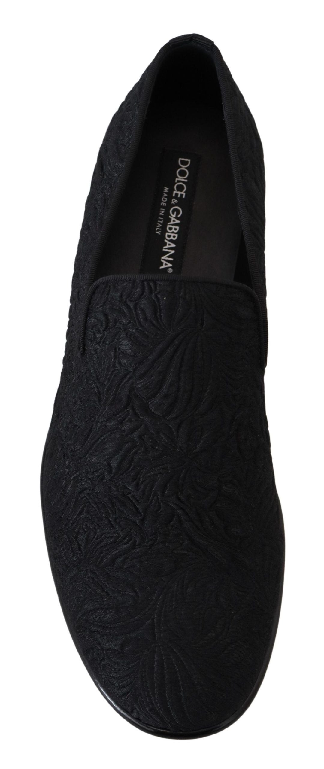 Dolce & Gabbana Zwarte Bloemen Jacquard Slippers Loafers Schoenen