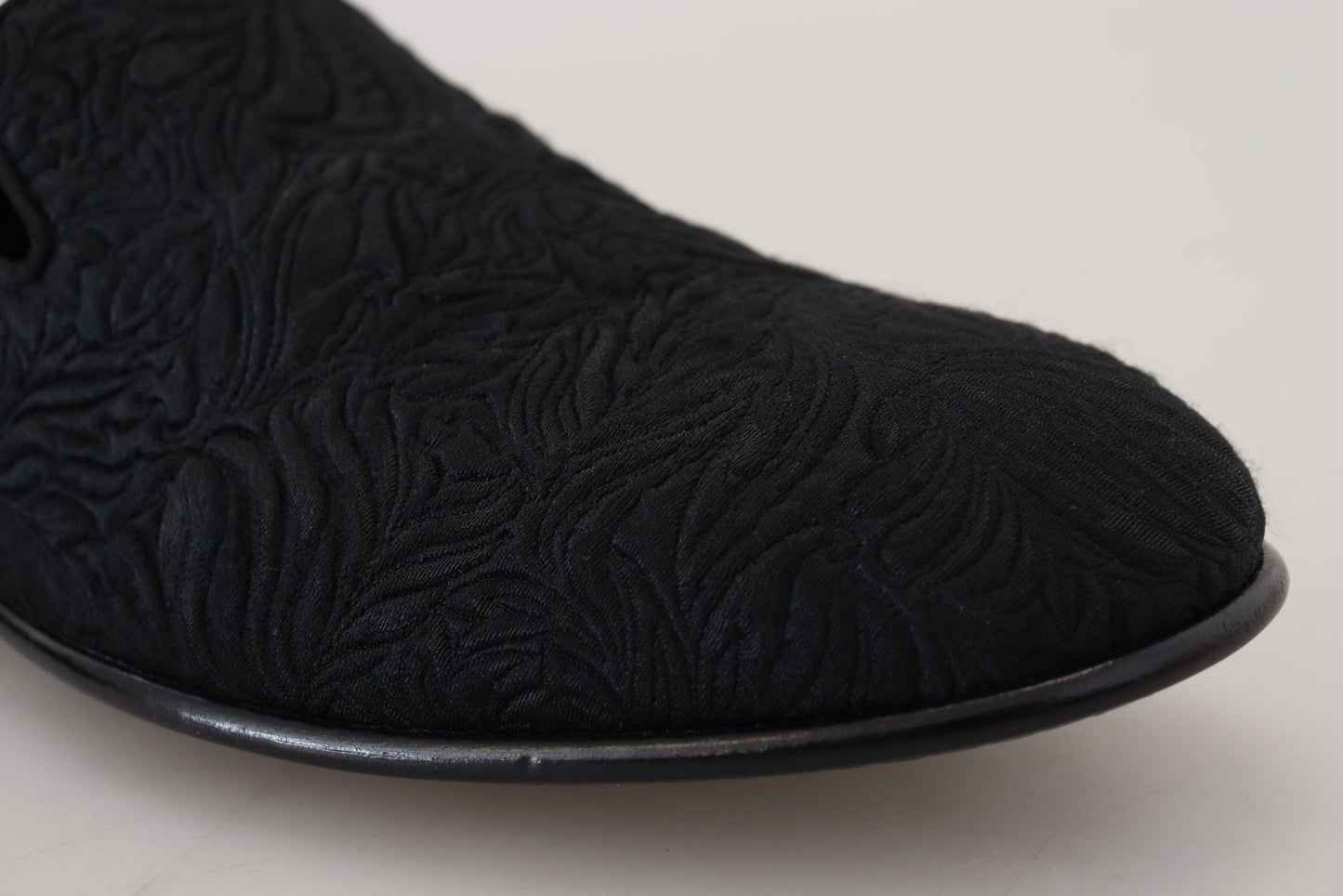 Dolce & Gabbana Zwarte Bloemen Jacquard Slippers Loafers Schoenen